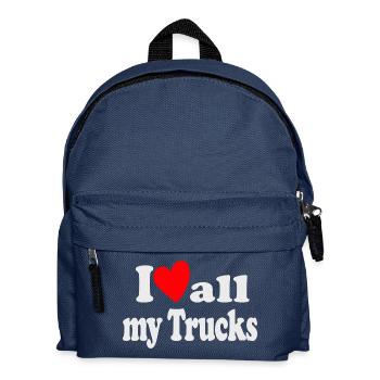 I Love all my Trucks - Kids' Backpack - navy - Front