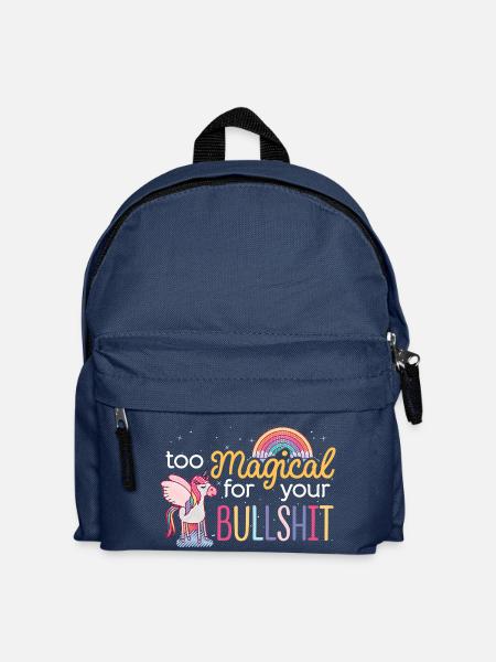 Einhorn TOO MAGICAL FOR YOUR BULLSHIT spruch - Kinder Rucksack - Navy