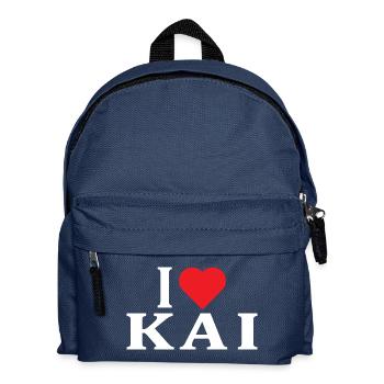 t-shirt name I love Kai t-shirt gift idea - Kids' Backpack - navy - Front