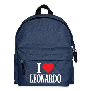 T-Shirt Name I love Leonardo T-Shirt Geschenkidee - Kinder Rucksack - Navy - Vorne
