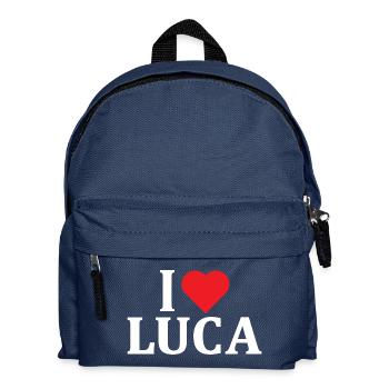 t-shirt name I love Luca t-shirt gift idea - Kids' Backpack - navy - Front