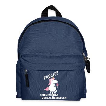Einhorn: Frech? Ich nenn das verbal überlegen - Kinder Rucksack - Navy - Vorne