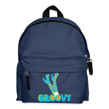 Retro-Vibes Flower Power - Kinder Rucksack - Navy - Vorne
