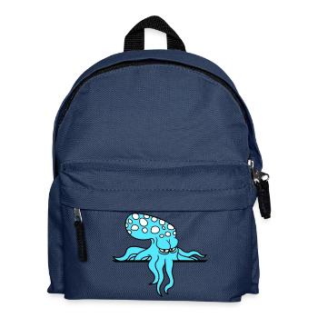 Octopus Behind Wall Fence Sign Bag Looks Evil - Kids' Backpack - navy - Front