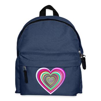 buntes Herz mit 3D-Effekt - Kinder Rucksack - Navy - Vorne