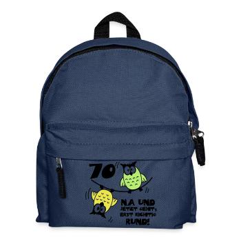 70 birthday, owls on the wire rope, round - Kids' Backpack - navy - Front