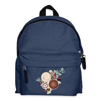 Noble praline motif between delicate foliage - Kids' Backpack - navy - Front