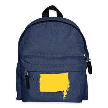 Eckige Sprechblase rechts in Gelb used look - Kinder Rucksack - Navy - Vorne