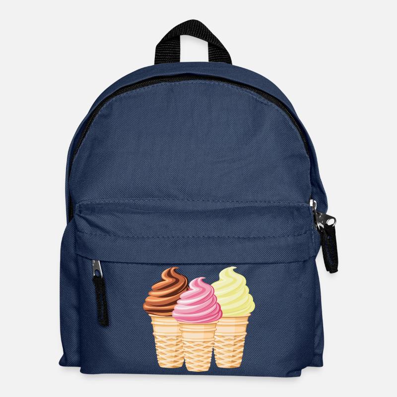Softeis Vanille Schokolade Erdbeere - Kinder Rucksack - Navy