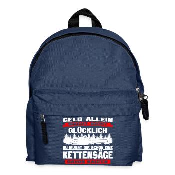 Holz machen - Kettensäge macht glücklich - Kinder Rucksack - Navy - Vorne