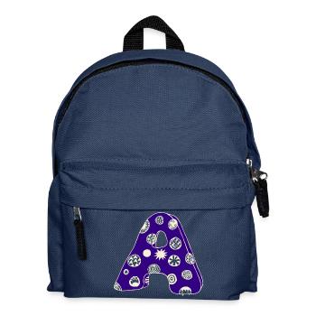 Buchstabe A mit Charakter in blau - Kinder Rucksack - Navy - Vorne