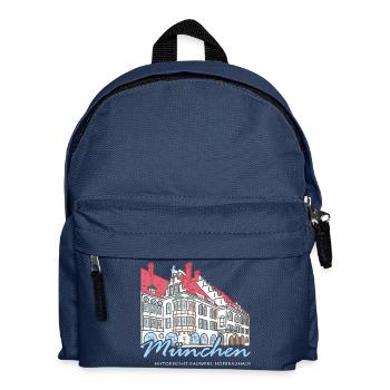 Munich, bâtiment Hofbräuhaus, dessin à la main Bavière - Sac à dos Enfant - bleu marine - Devant