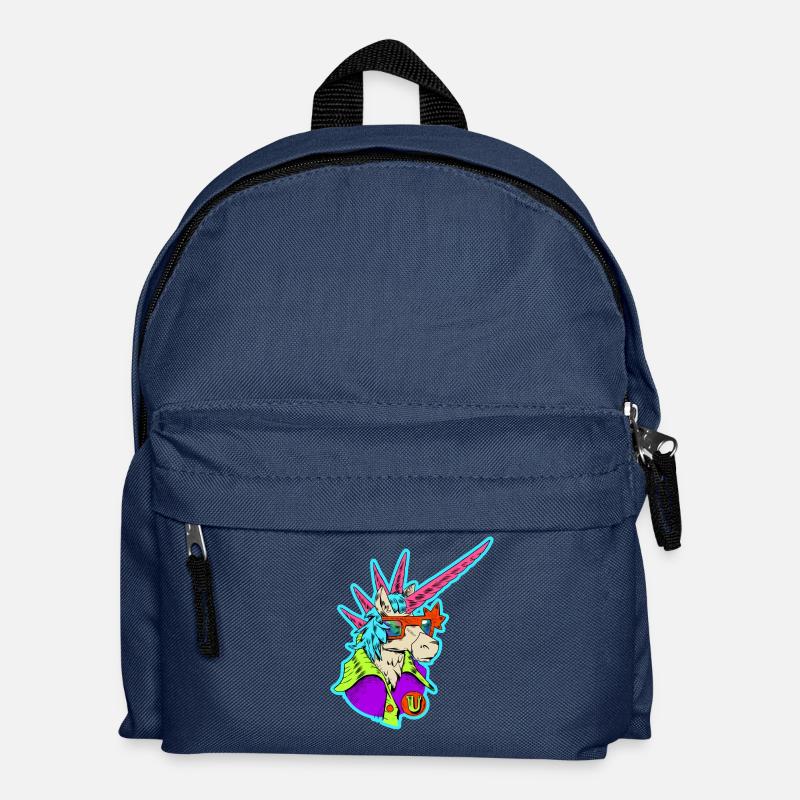 Neon-Einhorn Retro-Rocker - Kinder Rucksack - Navy