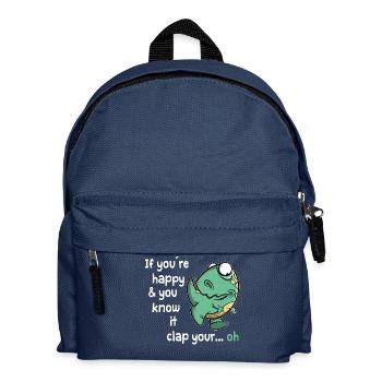 If you are happy - T-Rex Dino lustiger Dinosaurier - Kinder Rucksack - Navy - Vorne
