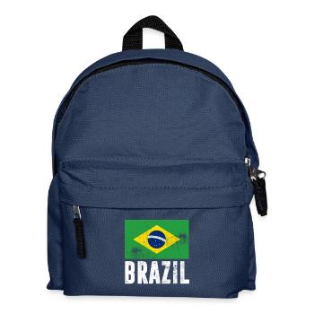 Brazil Flag Brazilian Flag Vintage - Kids' Backpack - navy - Front
