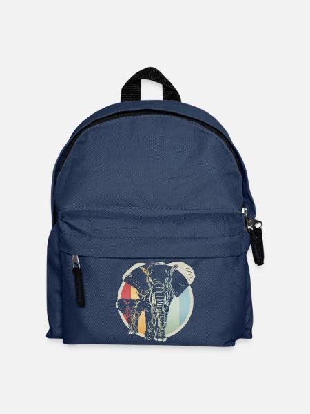 Bunter retro Elefant - Kinder Rucksack - Navy