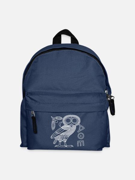 Eule der Athene [White Outline + All] - Kinder Rucksack - Navy