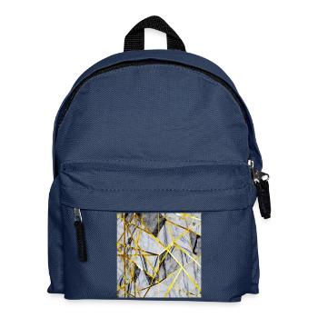 Marble Mosaic Gold Texture - Kids' Backpack - navy - Front