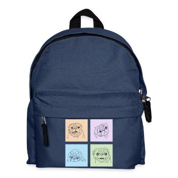Pastel Pug Squad - Le mignon et le câlin - Sac à dos Enfant - bleu marine - Devant