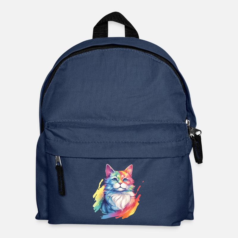 Chat arc-en-ciel – Chat arc-en-ciel pittoresque - Sac à dos Enfant - bleu marine