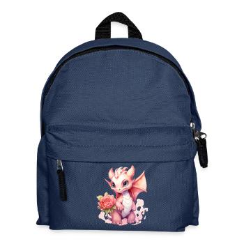 Cute dragon in pastel colors with rose - Kids' Backpack - navy - Front