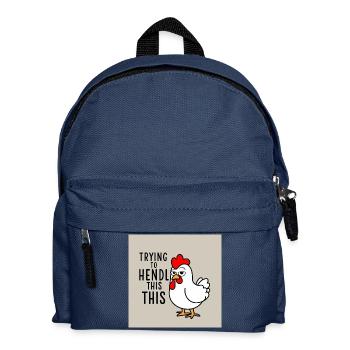 Comic Chicken "Trying to Hendl this" - Kids' Backpack - navy - Front