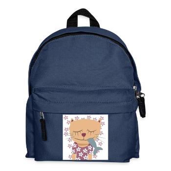 Cat Flowers Poster Spring Nursery Fish - Kids' Backpack - navy - Front