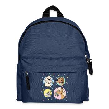 Lustige Tiere Kinderparty - Kinder Rucksack - Navy - Vorne