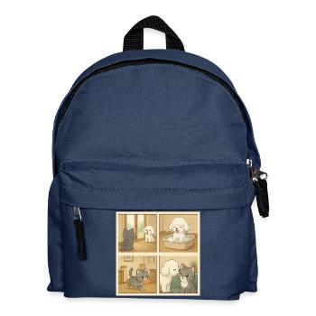 Adorable scene with dogs and cats at home - Kids' Backpack - navy - Front