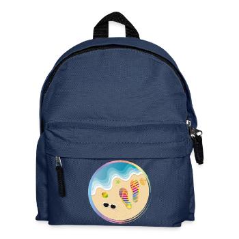 Flip-Flops im Regenbogen-Design am Sandstrand - Kinder Rucksack - Navy - Vorne