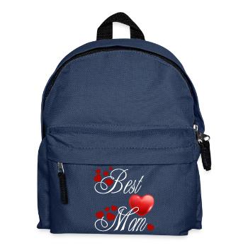 Best Mom, calligraphique avec des cœurs rouge - Sac à dos Enfant - bleu marine - Devant