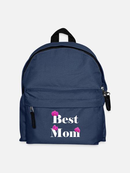 Best Mom, weiß mit fuchsiafarbenen Orchideen - Kinder Rucksack - Navy