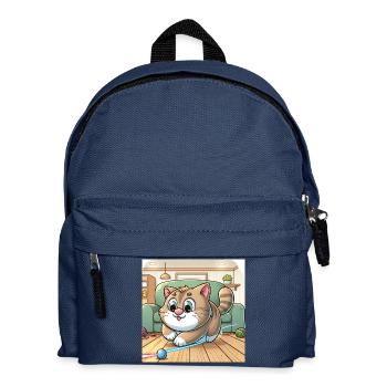 Verspielte Katze im Heim - Kinder Rucksack - Navy - Vorne