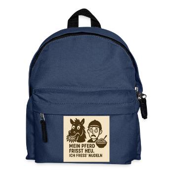 Pferd frisst Heu Nudeln - Kinder Rucksack - Navy - Vorne