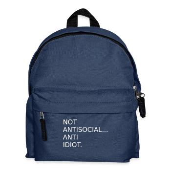 Pas antisocial anti-idiot | Dire | Drôle - Sac à dos Enfant - bleu marine - Devant