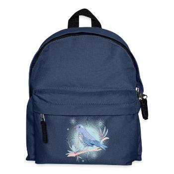 bluish bird with mistletoe in winter mood - Kids' Backpack - navy - Front