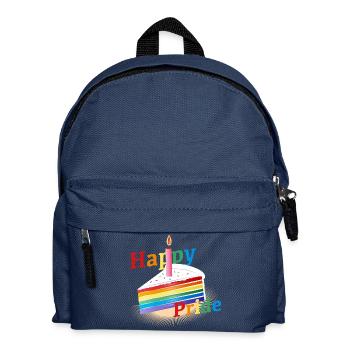 Un morceau de gâteau arc-en-ciel avec bougie d’anniversaire - Sac à dos Enfant - bleu marine - Devant