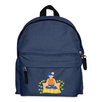 Girl meditating in nature - Kids' Backpack - navy - Front