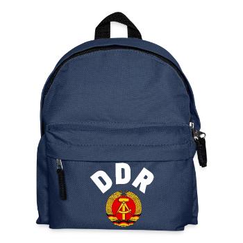 Retro DDR Fußball Shirt, Ostalgie Fan Design - Kinder Rucksack - Navy - Vorne