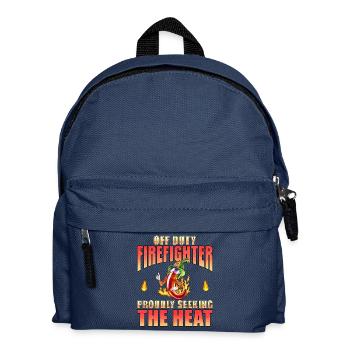 Off Duty Firefighter Chili Proudly Seeking Heat - Kids' Backpack - navy - Front