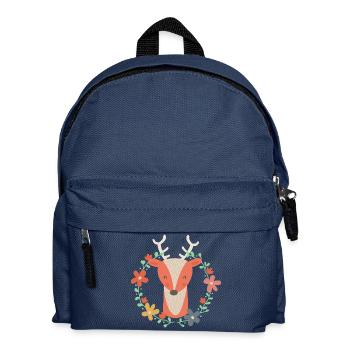 Zuckersüßer Hirsch mit Blumenranke - Kinder Rucksack - Navy - Vorne