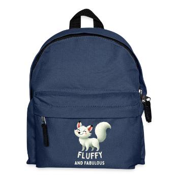 Fluffy White Fox - Kids' Backpack - navy - Front