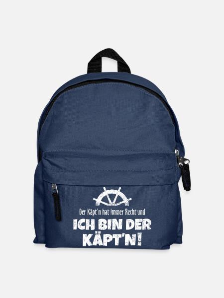 Der Käpt'n hat immer Recht (Weiß) Boot & Segeln - Kinder Rucksack - Navy