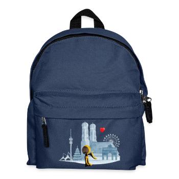 Skyline Munich avec Münchner Kindl et cœur - Sac à dos Enfant - bleu marine - Devant