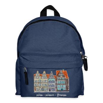 Bremen Markt, Zeichnung, Deutschland - Kinder Rucksack - Navy - Vorne