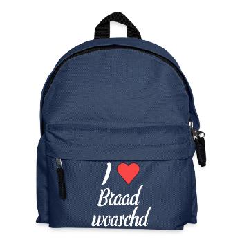 I love Braadwoaschd. Fränkisches Wurstdesign. Cool - Kinder Rucksack - Navy - Vorne