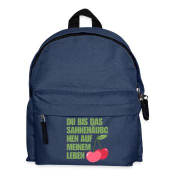 Lustige Valentinstag-Sprüche mit Kirsche drauf - Kinder Rucksack - Navy - Vorne