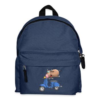 Moped cartoon bull - Kids' Backpack - navy - Front
