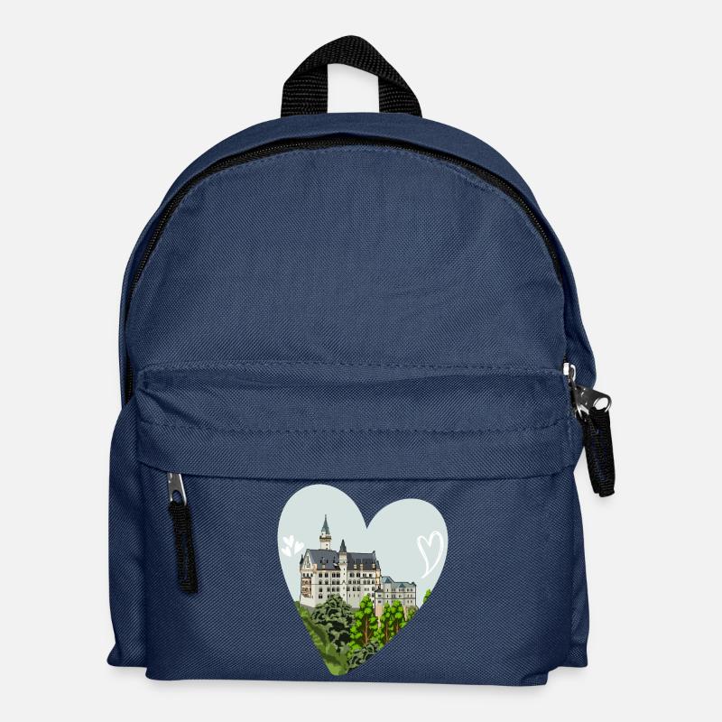 Schloss Neuschwanstein // Illustration - Kinder Rucksack - Navy