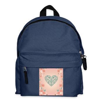 Blume Herz - Kinder Rucksack - Navy - Vorne